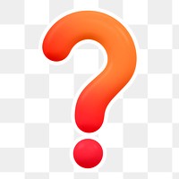 Orange question mark  png sticker, transparent background