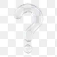 Question mark icon  png sticker, 3D crystal glass, transparent background