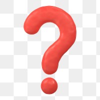 Question mark icon  png sticker, 3D clay texture design, transparent background