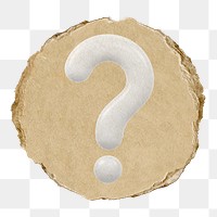 White question mark  png sticker,  3D ripped paper, transparent background