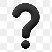 Black question mark  png sticker, transparent background