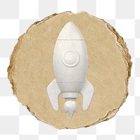 Launching rocket  png sticker,  3D ripped paper, transparent background