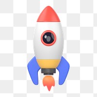 Rocket icon  png sticker, 3D rendering illustration, transparent background