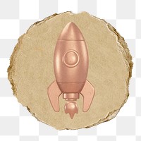 Launching rocket  png sticker,  3D ripped paper, transparent background