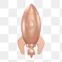 Rocket icon  png sticker, 3D rose gold design, transparent background