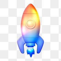 Rocket icon  png sticker, 3D neon glow, transparent background