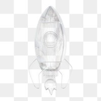 Rocket icon  png sticker, 3D crystal glass, transparent background