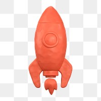 Rocket icon  png sticker, 3D clay texture design, transparent background