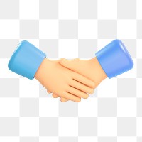 Business handshake icon  png sticker, 3D rendering illustration, transparent background