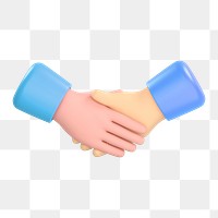 Diverse handshake icon  png sticker, 3D rendering illustration, transparent background