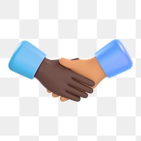 Diverse handshake icon  png sticker, 3D rendering illustration, transparent background