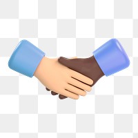 Diverse handshake icon  png sticker, 3D rendering illustration, transparent background