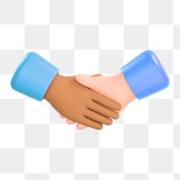 Diverse handshake icon  png sticker, 3D rendering illustration, transparent background