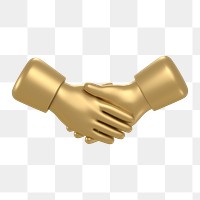 Business handshake icon  png sticker, 3D gold design, transparent background