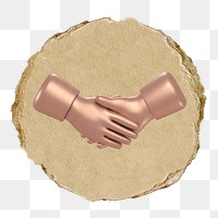 Pink handshake  png sticker,  3D ripped paper, transparent background