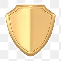 Gold shield  png sticker, transparent background