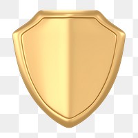 Shield icon  png sticker, 3D gold design, transparent background