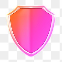 Shield icon  png sticker, 3D neon glow, transparent background