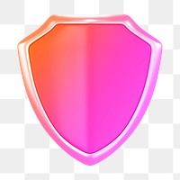 Shield icon  png sticker, 3D gradient design, transparent background