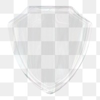 Shield icon  png sticker, 3D crystal glass, transparent background