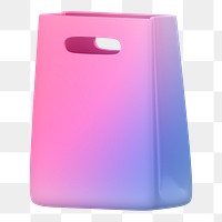 Shopping bag icon  png sticker, 3D gradient design, transparent background