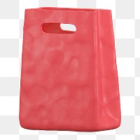 Shopping bag icon  png sticker, 3D clay texture design, transparent background