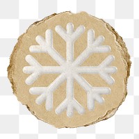 White snowflake  png sticker,  3D ripped paper, transparent background