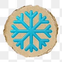 Blue snowflake  png sticker,  3D ripped paper, transparent background