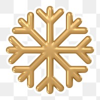 Gold snowflake  png sticker, transparent background