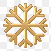 Snowflake icon  png sticker, 3D gold design, transparent background