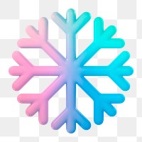 Snowflake icon  png sticker, 3D gradient design, transparent background