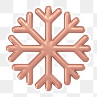Rose gold snowflake  png sticker, transparent background