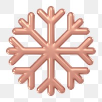 Snowflake icon  png sticker, 3D rose gold design, transparent background