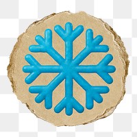 Blue snowflake  png sticker,  3D ripped paper, transparent background