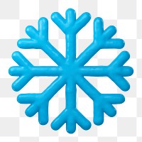 Snowflake icon  png sticker, 3D clay texture design, transparent background