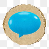 Blue speech bubble  png sticker,  3D ripped paper, transparent background