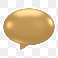 Gold speech bubble  png sticker, transparent background