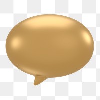 Speech bubble icon  png sticker, 3D gold design, transparent background