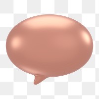 Speech bubble icon  png sticker, 3D rose gold design, transparent background