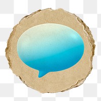 Blue speech bubble  png sticker,  3D ripped paper, transparent background