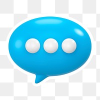 Blue speech bubble  png sticker, transparent background