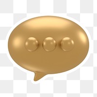 Gold speech bubble  png sticker, transparent background