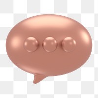 Speech bubble icon  png sticker, 3D rose gold design, transparent background