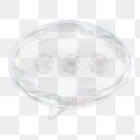 Speech bubble icon  png sticker, 3D crystal glass, transparent background