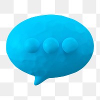 Speech bubble icon  png sticker, 3D clay texture design, transparent background