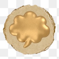 Gold speech bubble  png sticker,  3D ripped paper, transparent background