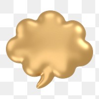 Speech bubble icon  png sticker, 3D gold design, transparent background