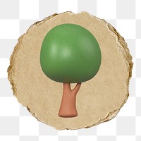 Tree  png sticker,  3D ripped paper, transparent background