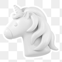 White unicorn  png sticker, transparent background