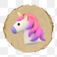 Cute unicorn  png sticker,  3D ripped paper, transparent background